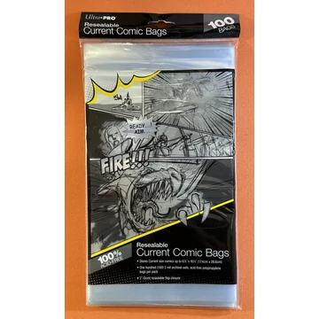 Current Size Resealable Ultra Pro képregényfólia ragasztócsíkkal (100db) 17,4x26,6 cm.